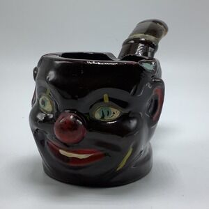 Vintage 1950s‎ Japanese Shafford Redware Pipe Shaped Clown Face Ashtray